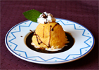 plated fried ice cream with mint leaf